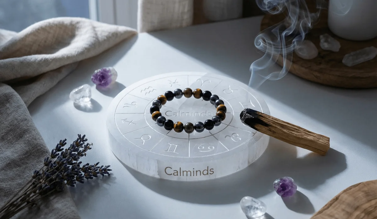 The Triple Protection Bracelet: Meaning, Benefits, and How to Use It 4 - Buddha Bodhis How to cleanse and charge a Triple Protection Bracelet using a Selenite plate and sacred smoke.