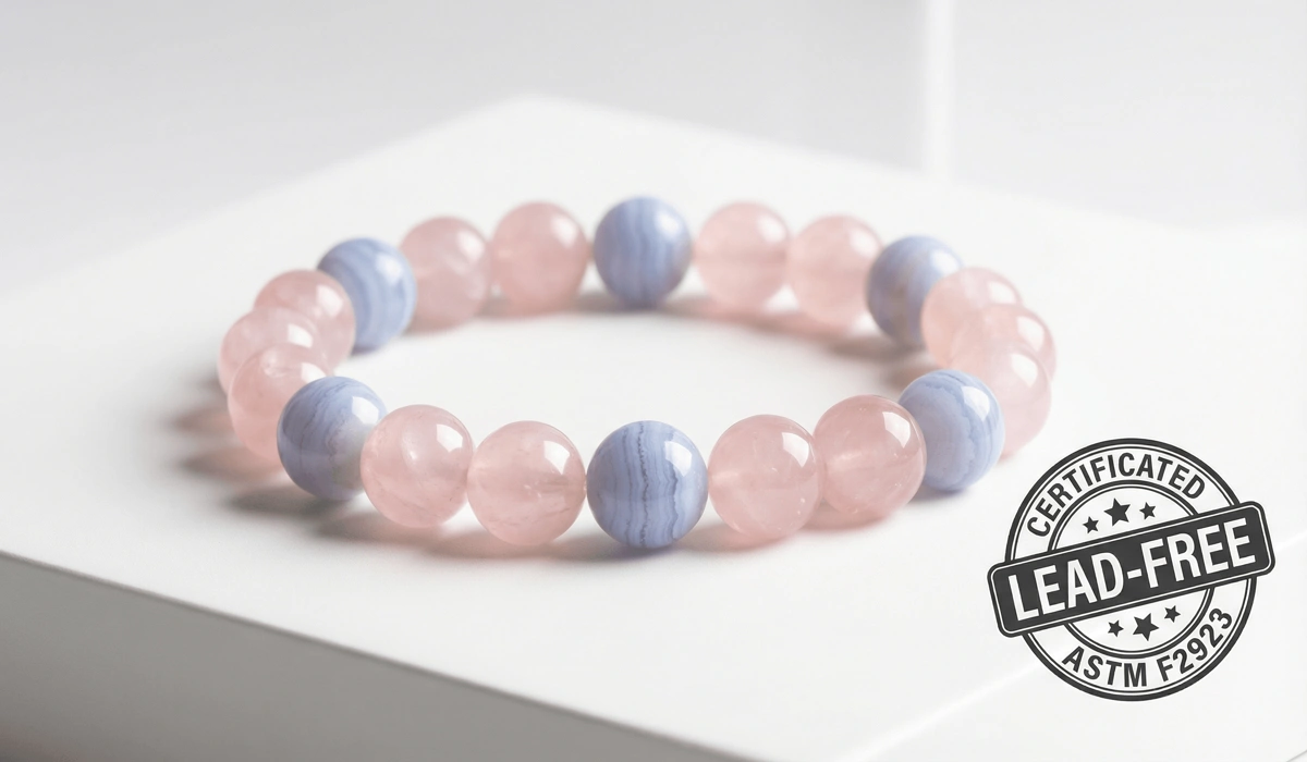 Ensuring Safety and Harmony: A Parent's Guide to Children's Jewelry and Choking Prevention - Buddha Bodhis Safe children's gemstone bracelet with durable stretch cord and non-toxic rose quartz beads.