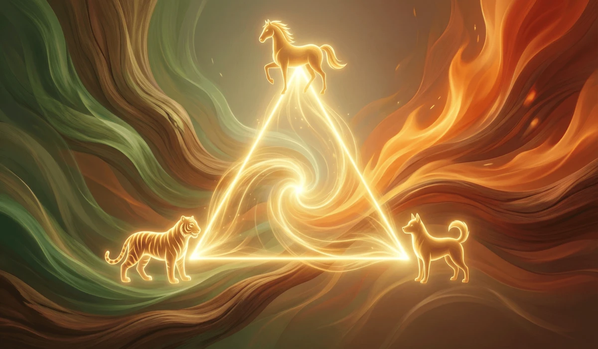 A Guide to the Eight Guardian Buddhas: Finding Your Personal Protector by Zodiac Sign 2 - Buddha Bodhis The San He Triple Harmony zodiac system illustrated as a triangular energy field for relationship and career success.