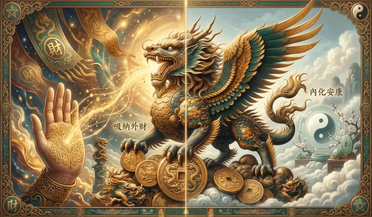 Which Direction Should Your Pixiu Face? The Essential Outward Placement Rule 1 - Buddha Bodhis Visual representation of Pixiu as a wealth-seeking creature capturing external energy and fortune.