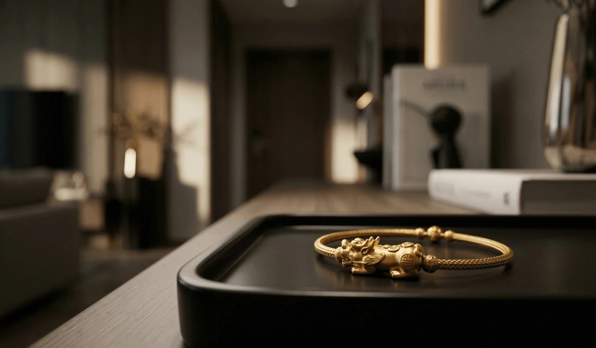 Can You Wear Your Feng Shui Bracelet While Sleeping? Rules and Best Practices 3 - Buddha Bodhis Correct placement of a Pixiu bracelet with the head facing the door to attract wealth