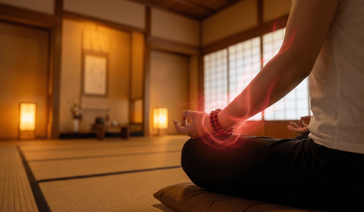 How to Use Cinnabar for Tai Sui Protection: A Practical Guide for Your Zodiac Year 1 - Buddha Bodhis Visual representation of Yang energy and protective aura emanating from cinnabar beads for spiritual grounding.