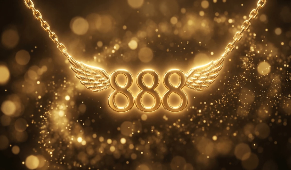 How to Choose the Right Angel Number to Wear for Your Intentions? 1 - Buddha Bodhis Close-up of a gold 888 angel number necklace symbolizing abundance and prosperity.