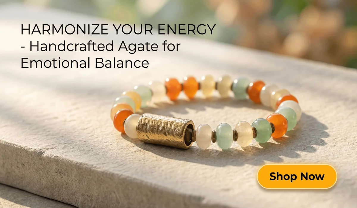 The Complete 2026 Guide to Healing Crystals: Best Stones for Emotional and Physical Wellness 3 - Buddha Bodhis Premium 7 Chakra Multi-Color Agate Bracelet for Emotional Balance and Harmony, featuring handcrafted gemstone beads and a gold clasp in a high-end wellness blog setting.