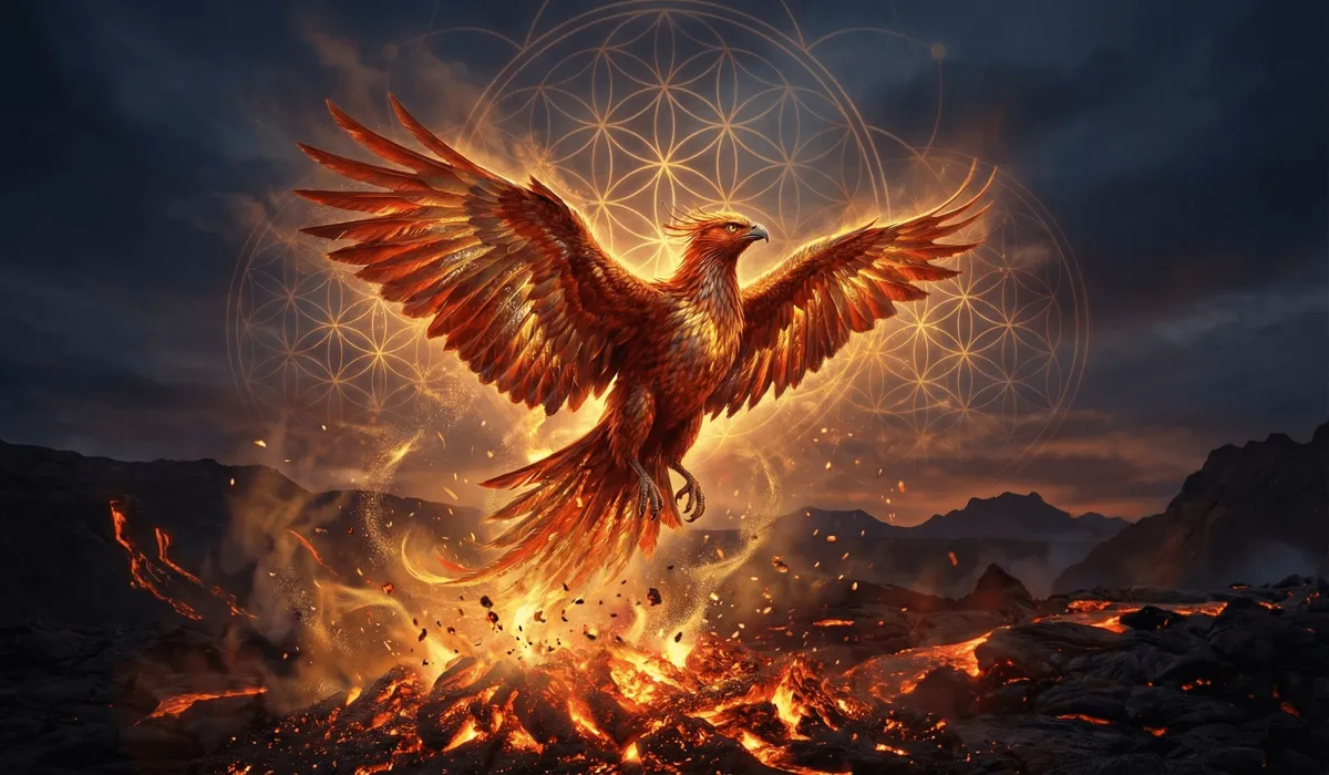 Ancient Symbols of Strength and Resilience: Timeless Icons of Inner Power 1 - Buddha Bodhis A mythological Phoenix rising from ashes, representing regeneration, solar fire, and the soul's ability to overcome adversity.