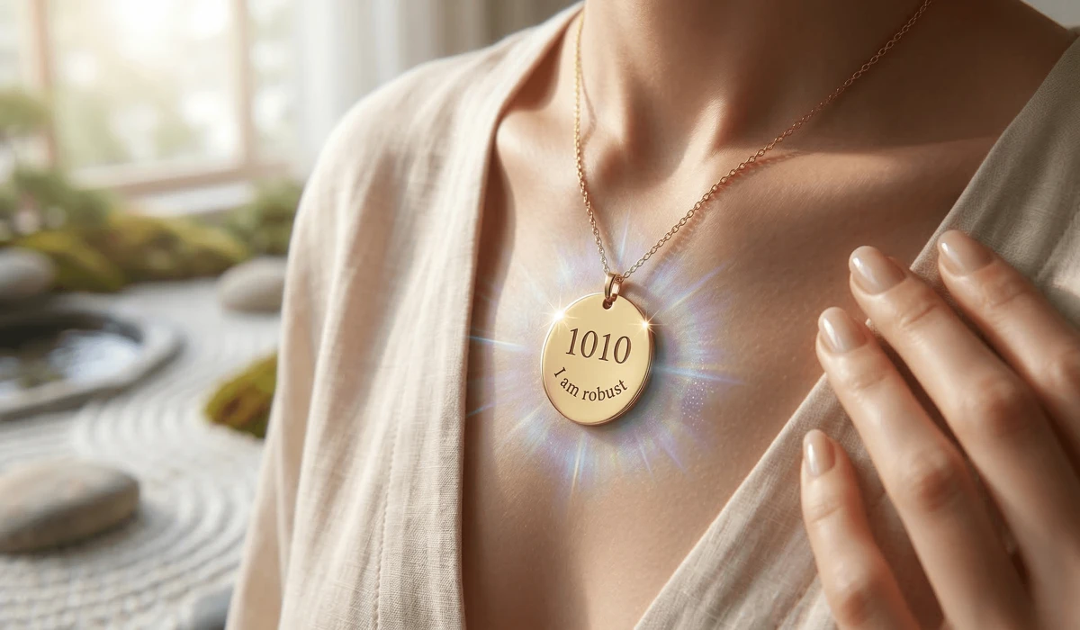 Angel Number 1010 Meaning: Spiritual Awakening, Love, and Trusting Your Path 3 - Buddha Bodhis Minimalist gold 1010 angel number jewelry worn as a spiritual talisman for mindfulness and manifestation.