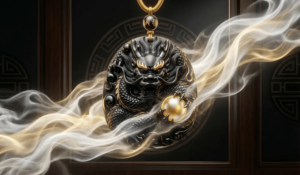 Dragon Jewelry for Protection: Meaning and Benefits of Warding Off Negative Energy - Buddha Bodhis A powerful black obsidian dragon symbol representing spiritual protection and Yang energy to ward off backstabbers.