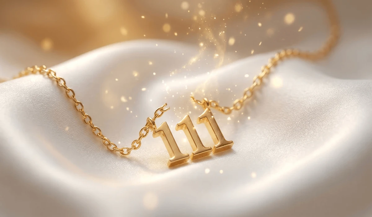 What to Do If Your Angel Number Necklace Breaks: Spiritual Meaning and Practical Steps - Buddha Bodhis A broken gold 111 angel number necklace on white silk, symbolizing spiritual completion and manifestation release.