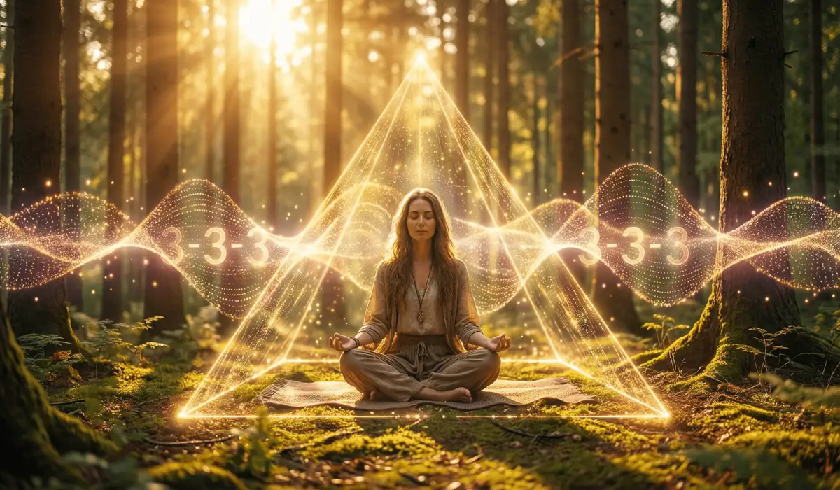 The Meaning of Angel Number 333: Finding Peace, Faith, and Support During Change 4 - Buddha Bodhis Meditation ritual featuring the visualization of a golden 333 pyramid for emotional regulation and spiritual harmony.