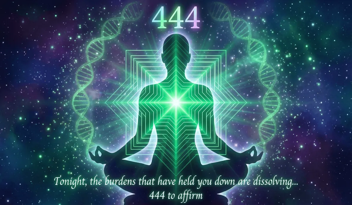 The Meaning of Angel Number 444: Why You Are Seeing This Sign of Divine Protection 1 - Buddha Bodhis Spiritual alignment and DNA activation visualization with angel number 444 symbolism and heart chakra energy.