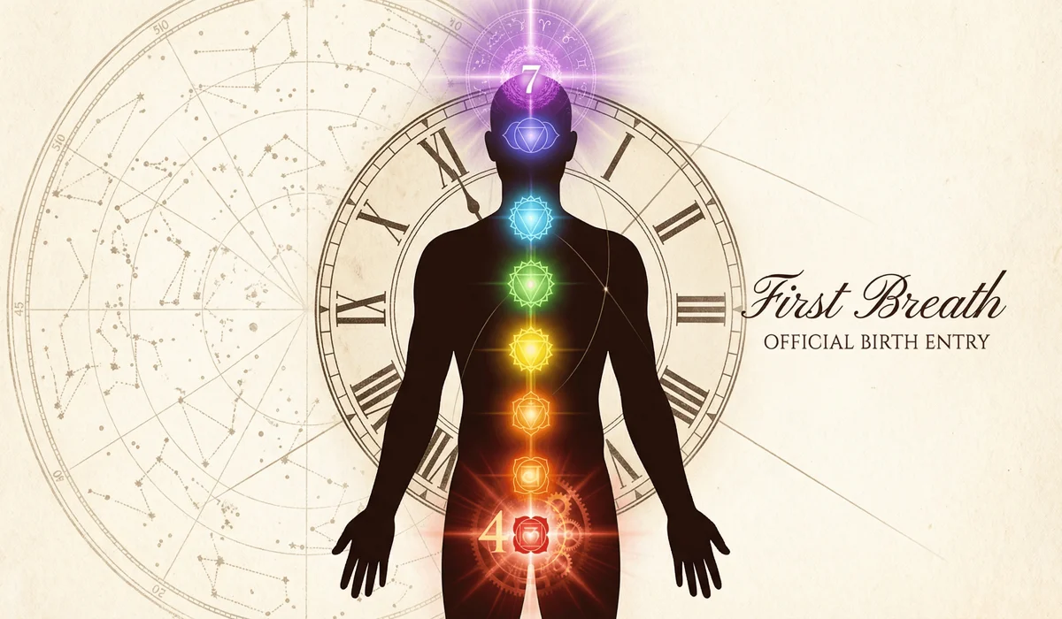 How to Calculate Your Life Path Number: A Complete Guide to Finding Your Purpose 3 - Buddha Bodhis A silhouette showing the connection between the 7 chakras and Life Path Numbers, emphasizing the vibration of the first breath.