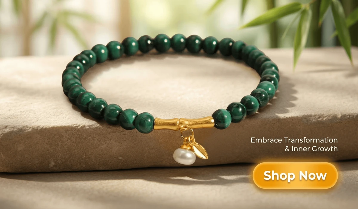 The Meaning of Angel Number 555: Embracing Major Life Changes and Spiritual Growth 2 - Buddha Bodhis Natural 5mm Malachite and Golden Bamboo Bracelet for Transformation and Growth - High-end Zen Jewelry