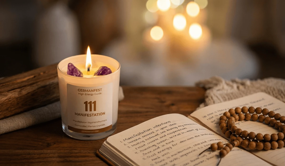 The Ultimate Guide to Angel Number Candle Sets for Mindfulness and Manifestation 1 - Buddha Bodhis A burning 111 angel number candle on a meditation table symbolizing manifestation and new beginnings.