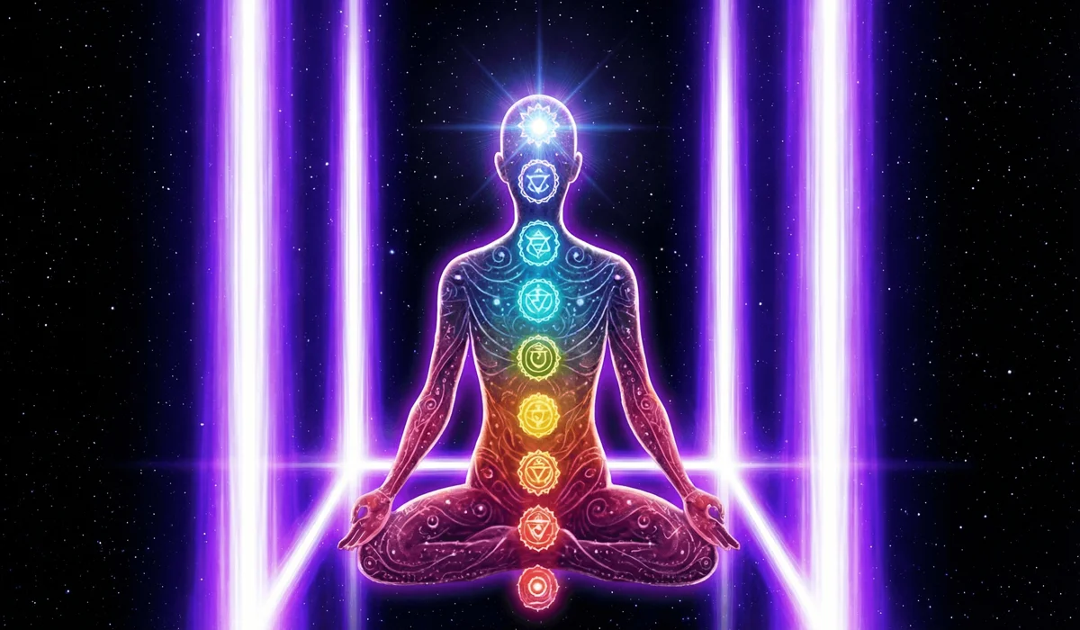 1111 Angel Number Meaning: Understanding Your Spiritual Wake-Up Call 4 - Buddha Bodhis Meditation ritual showing a person visualizing the 11:11 pillar of light for pineal gland activation and manifestation.