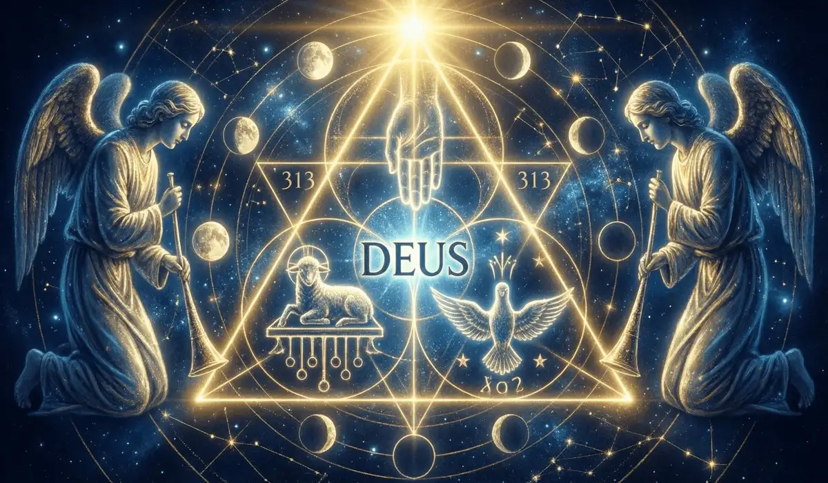 The Spiritual Meaning of Angel Number 1313: Embracing New Beginnings and Growth - Buddha Bodhis Sacred geometry illustration showing the transition from a single point to a trinity, symbolizing the ancient origins of angel number 1313.