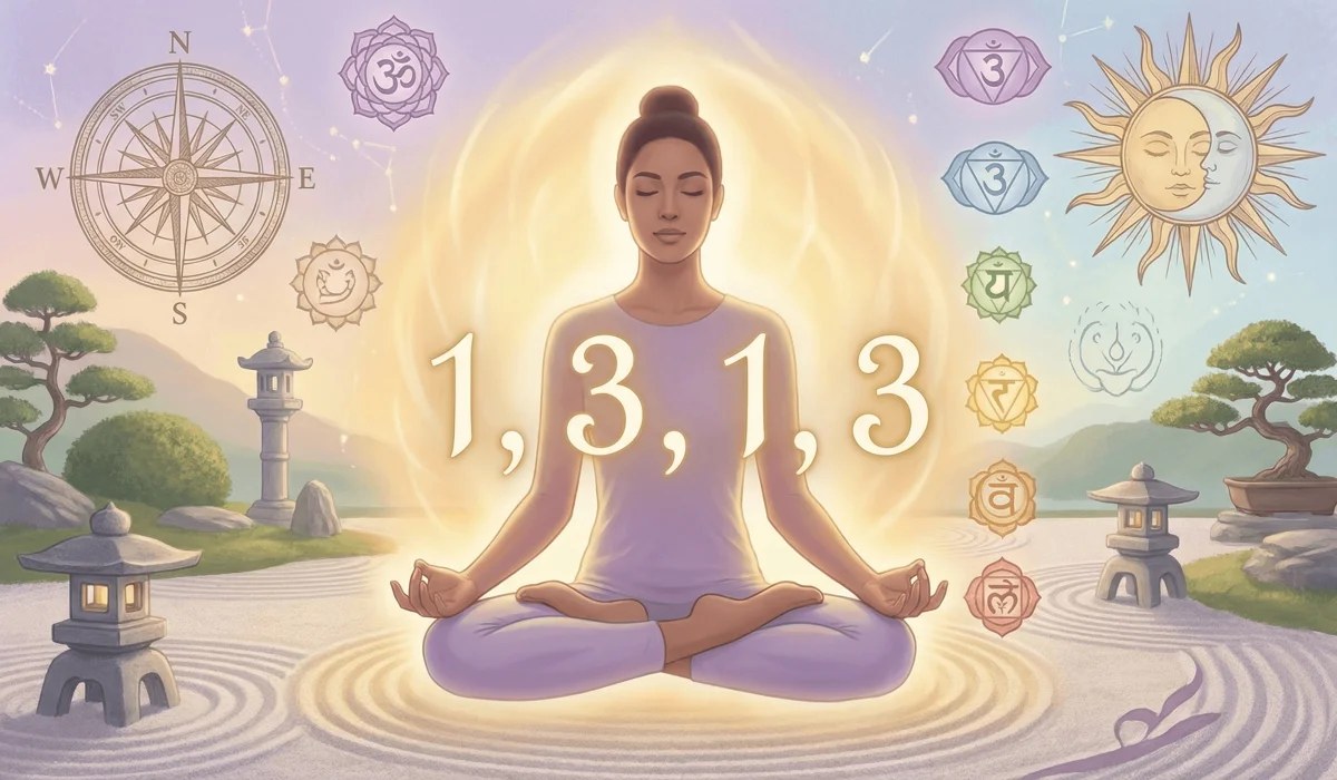 The Spiritual Meaning of Angel Number 1313: Embracing New Beginnings and Growth 4 - Buddha Bodhis A meditation guide visual showing a person aligning with the 1313 frequency for creative alchemy and inner peace.