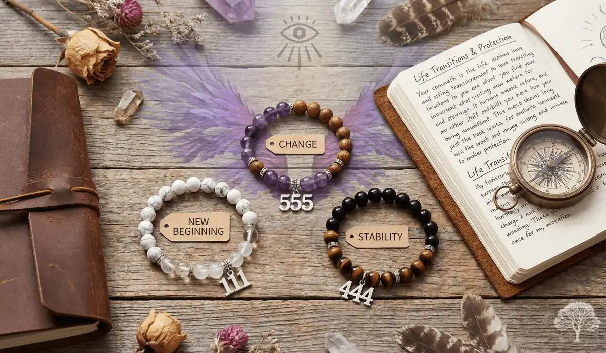 The Meaning of 555 Angel Number Bracelets: Embracing Change and Transformation 4 - Buddha Bodhis Comparison of 111, 444, and 555 angel number bracelets representing different spiritual intentions.