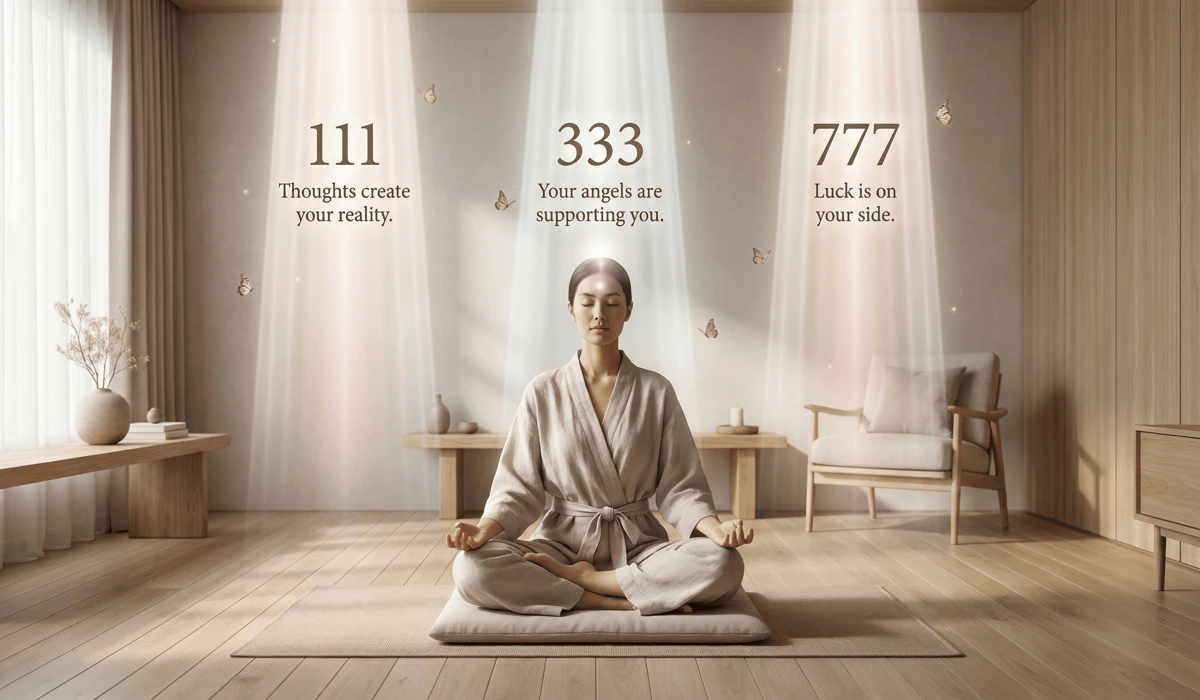 Why You Keep Seeing 111, 333, and 777: Spiritual Meanings and Messages 4 - Buddha Bodhis A person meditating to align their chakras with the vibrational frequencies of angel numbers 111, 333, and 777.