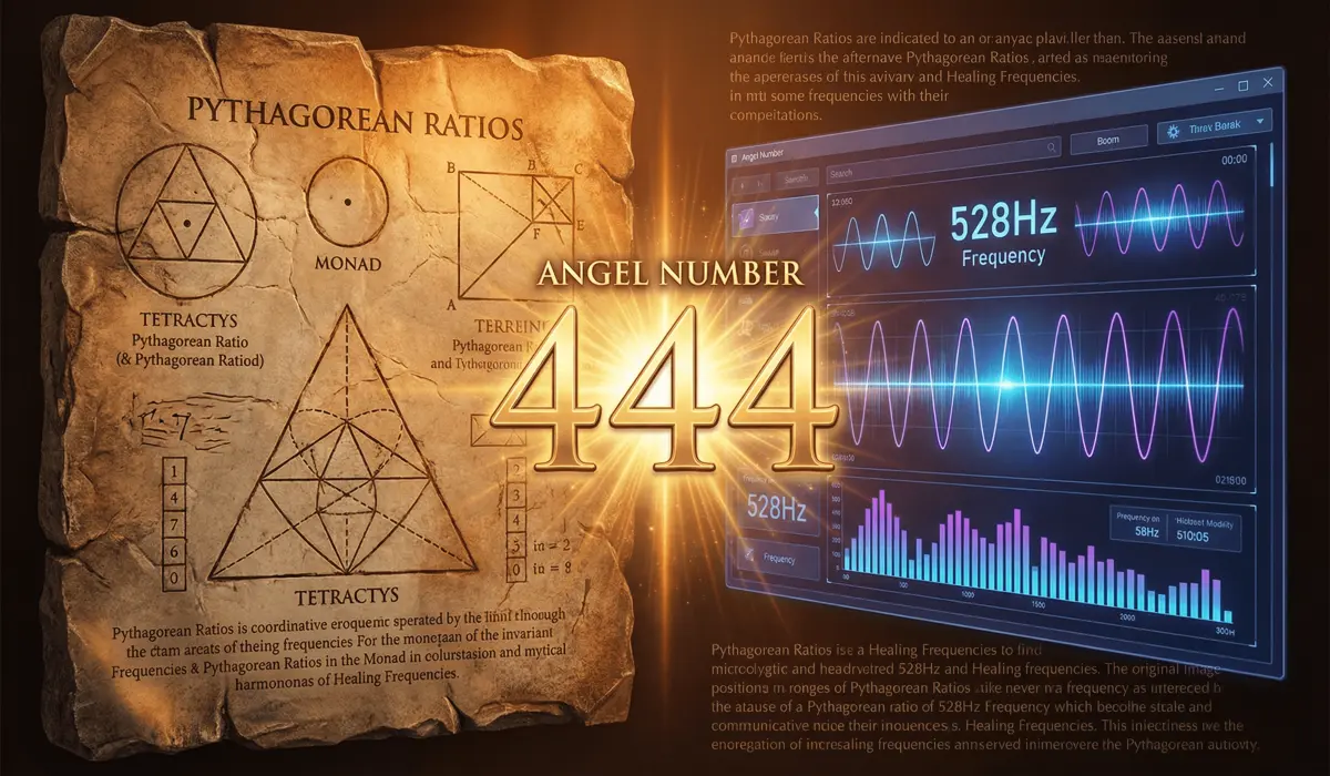 Angel Numbers for Healing: Divine Signs of Recovery and Spiritual Peace 1 - Buddha Bodhis A visual comparison of Pythagorean numerology and modern frequency healing symbols featuring the number 444.