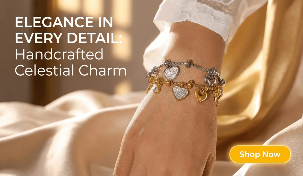 How Angel Numbers Signal Divine Protection and Guidance on Your Journey 3 - Buddha Bodhis Celestial Charm Titanium Steel Bracelet featuring handcrafted gold and silver heart pendants on a woman's wrist, high-end jewelry for elegant styling.