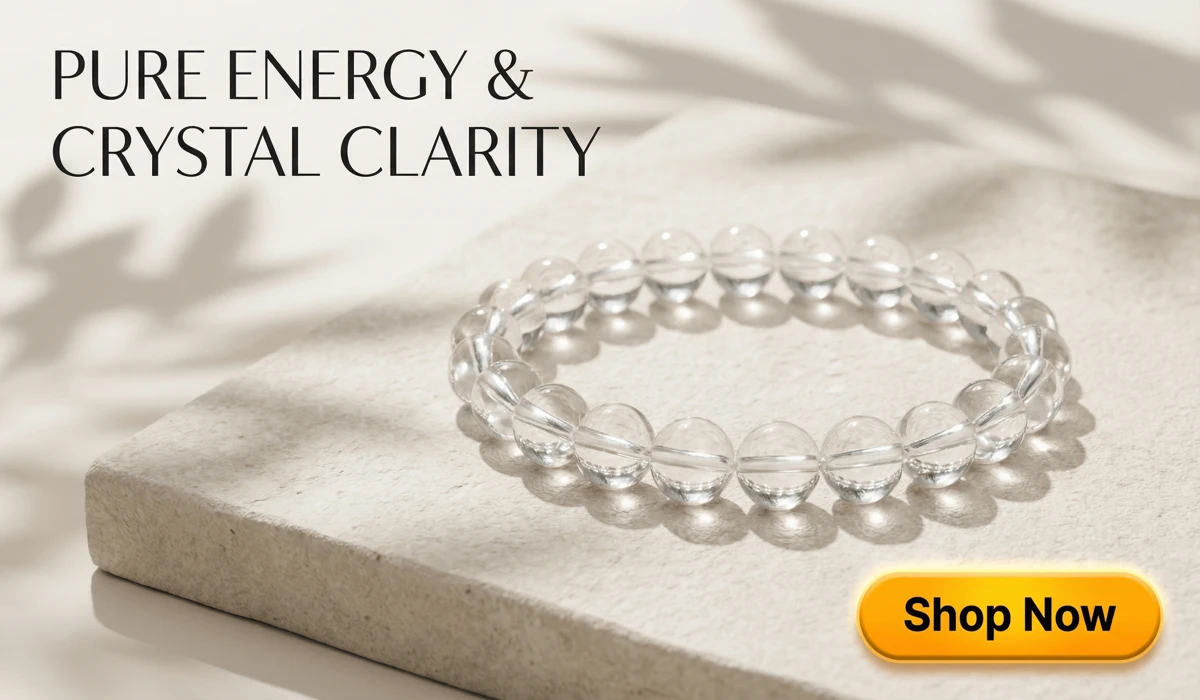 How Carrying Angel Number Tokens Can Help You Connect With Divine Energy Every Day 3 - Buddha Bodhis Premium Natural Clear Quartz Bracelet for focus and aura cleansing, high-end jewelry photography with Shop Now button for wellness blog.