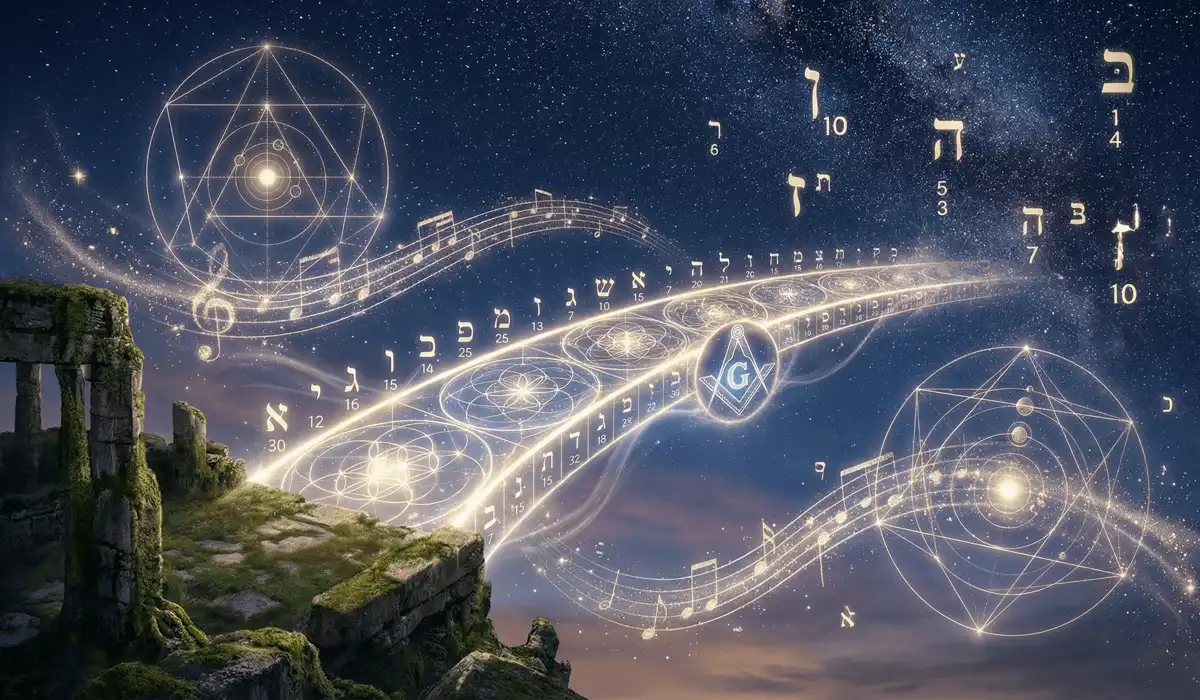 Are Angel Numbers Biblical? Understanding Spiritual Number Signs Through a Christian Lens - Buddha Bodhis An artistic representation of ancient Gematria and Pythagorean philosophy showing the spiritual connection between numbers and the divine universe.