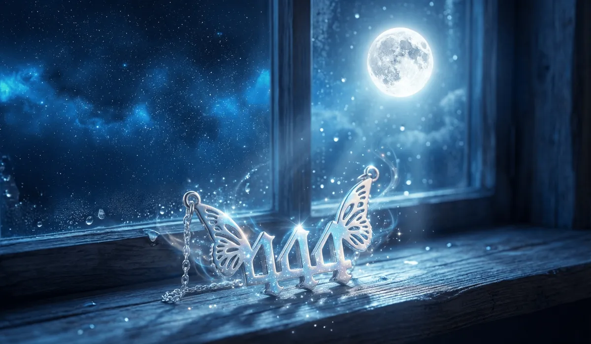 The Minimalist Silver Angel Number Collection: Meaningful Jewelry for Spiritual Growth 4 - Buddha Bodhis Silver angel number jewelry being charged under full moonlight to enhance its spiritual energy and lunar connection.