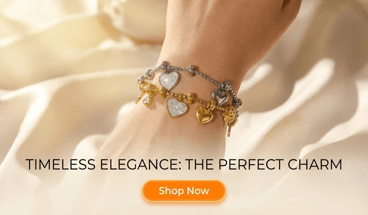 Limited Edition Angel Number Jewelry & Talisman Collection 3 - Buddha Bodhis Celestial Charm Titanium Steel Bracelet with Handcrafted Heart Pendants - Elegant Jewelry for Women Featured on High-End Fashion Blog