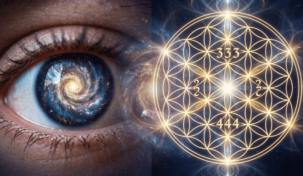 Is It a Coincidence or an Angel Number? How to Tell if Your Signs Are Real 1 - Buddha Bodhis A metaphysical illustration of the Law of Correspondence showing the connection between the human soul and cosmic numerical patterns.