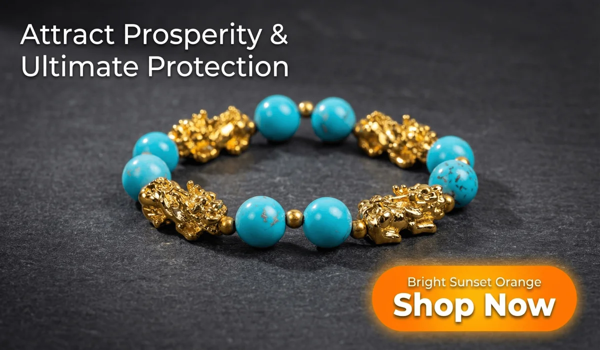 The Spiritual Significance and Cultural Meaning of Tibetan Turquoise Bracelets 2 - Buddha Bodhis Natural 10mm Turquoise Pixiu Bracelet for Wealth and Protection - Feng Shui Jewelry Blog Illustration with Shop Now Button