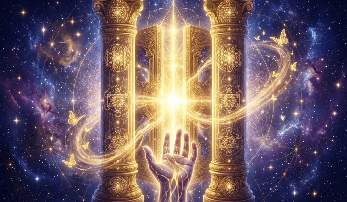 The Meaning of 11:11 Wish Bracelets: Angel Numbers, Manifestation, and Spiritual Significance 1 - Buddha Bodhis Digital art representing the 11:11 spiritual portal and manifestation gateway with celestial stars and golden light.