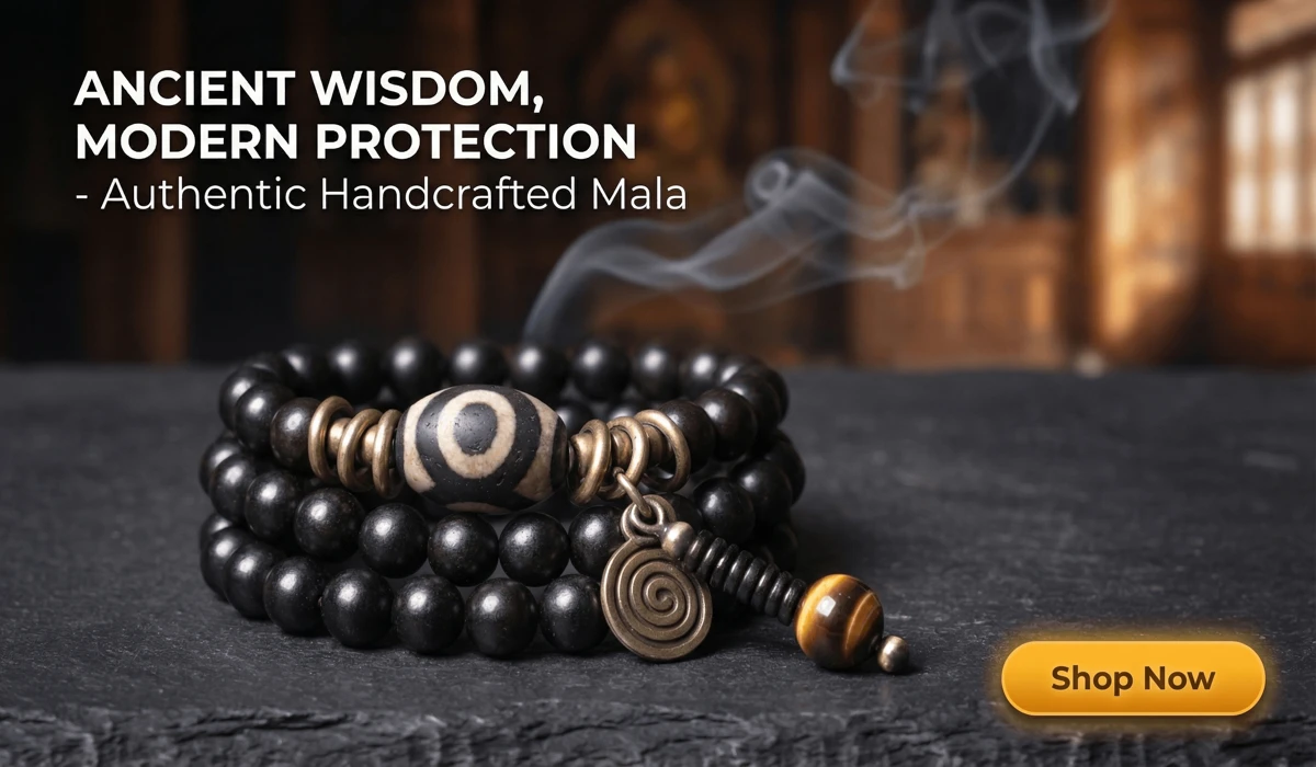 Tibetan Protection Bracelets for Safe Travel and Spiritual Peace 3 - Buddha Bodhis Authentic Three-Eyed Dzi Bead Tibetan Protection Mala Bracelet for Spiritual Wellness - Shop Now