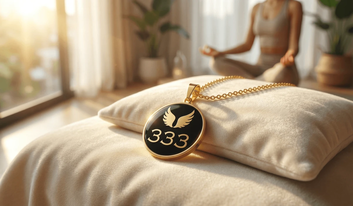 Why You Keep Seeing 333: The Spiritual Meaning and Guidance of the Ascended Masters 2 - Buddha Bodhis Elegant 333 angel number gold necklace symbolizing a mindfulness anchor and spiritual protection.