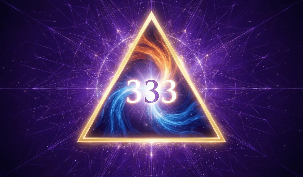 Why You Keep Seeing 333: The Spiritual Meaning and Guidance of the Ascended Masters 1 - Buddha Bodhis Sacred geometry of a golden triangle and the number 333 representing the balance of mind, body, and spirit.