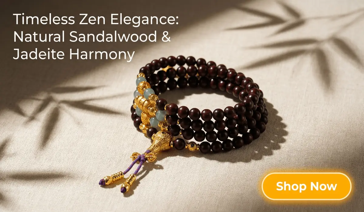 The Spiritual Significance and Benefits of Zen Meditation Beads 3 - Buddha Bodhis Handcrafted Natural Red Sandalwood and Jadeite Multi-wrap Bracelet with Gold Accents for Zen Lifestyle and Meditation