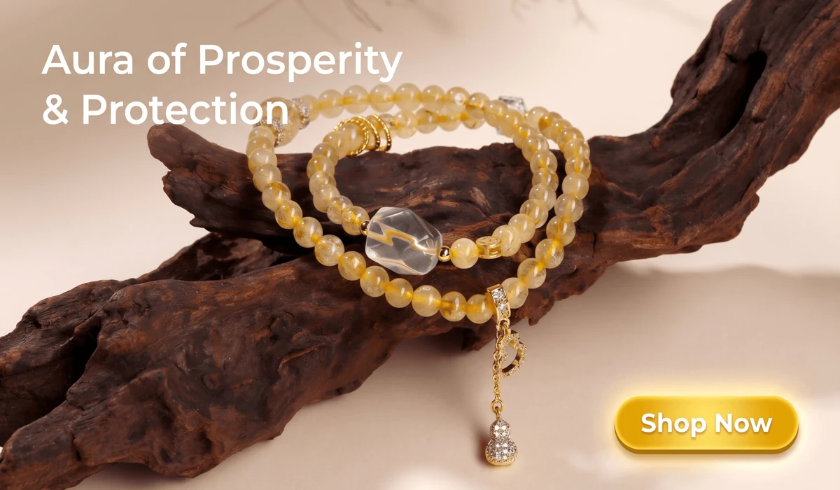 The Meaning of Yellow in Feng Shui: Inviting Abundance and Joy Into Your Home 3 - Buddha Bodhis Natural Gold Rutilated Quartz Bracelet with Wealth Hulu Amulet - Handcrafted Spiritual Jewelry for Prosperity and Protection
