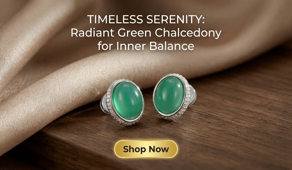 How to Choose the Best Earrings for a Distraction-Free Meditation Practice 3 - Buddha Bodhis Luxury Natural Green Chalcedony and S925 Silver Stud Earrings with Radiant Halo design for emotional calm and elegant style