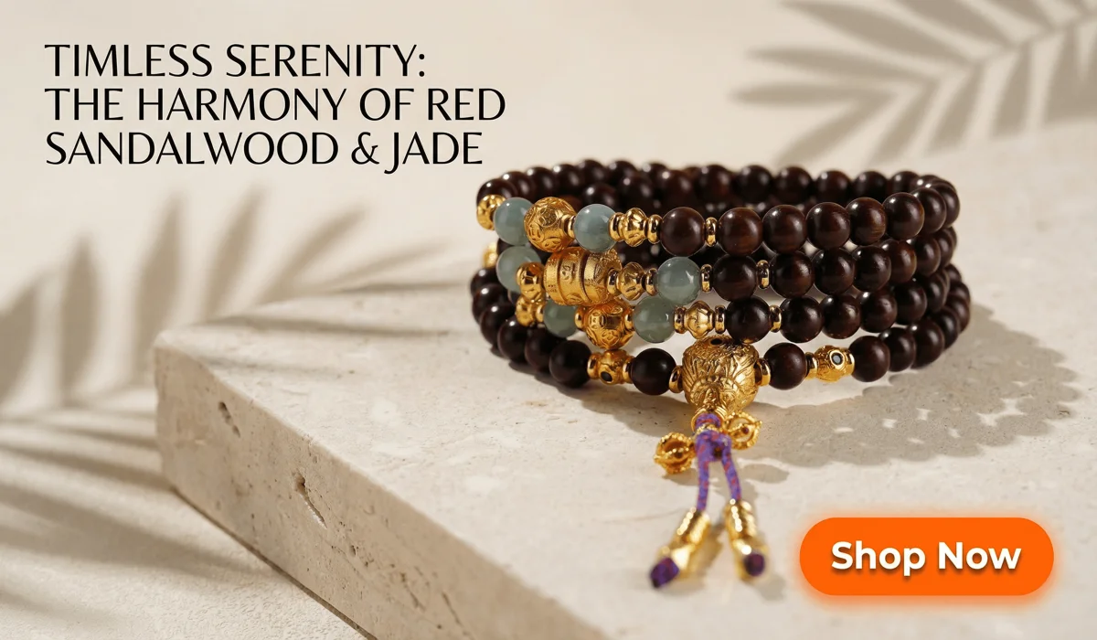 The Spiritual Essence of Lignum Vitae: Creating a Sacred Zen Meditation Space 3 - Buddha Bodhis Handcrafted Natural Red Sandalwood and Jadeite Multi-wrap Bracelet - Luxury Zen Jewelry for Mindfulness and Style