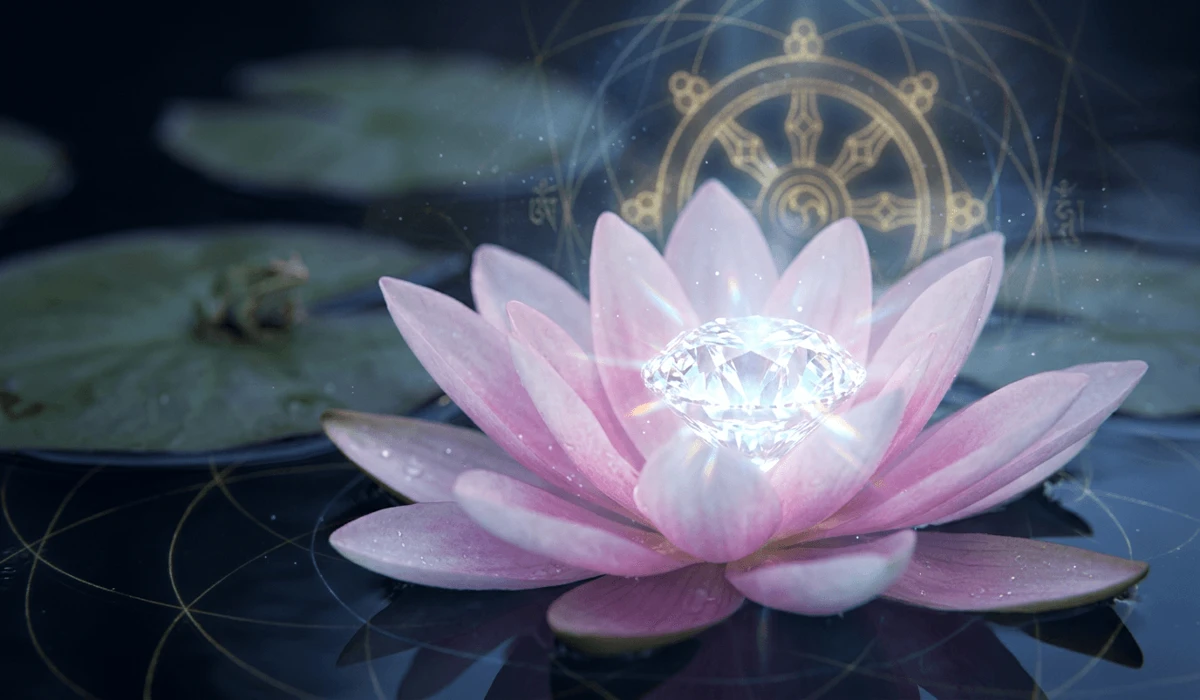 Om Mani Padme Hum: Understanding the Sacred Sound of the Universe 1 - Buddha Bodhis A symbolic visual of a jewel inside a lotus flower representing the path to enlightenment and the purification of the soul.
