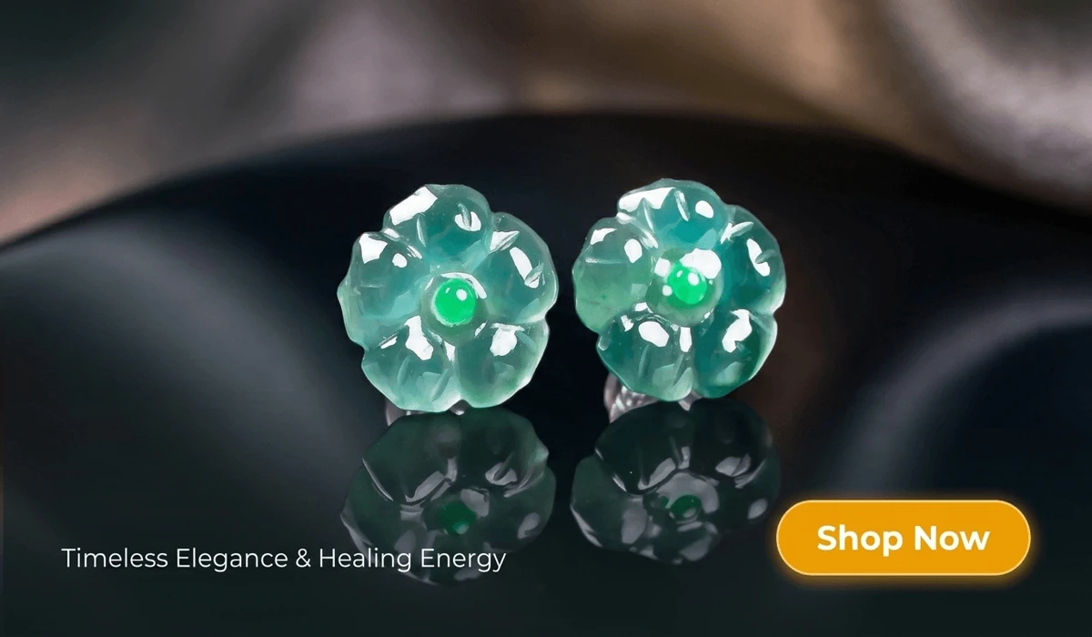 The Spiritual Meaning of Lotus Flower Earrings: A Symbol of Purity and Awakening 1 - Buddha Bodhis Natural Ice-Glutinous Jadeite Plum Blossom Stud Earrings in S925 Silver, high-end healing gemstone jewelry for elegant style.