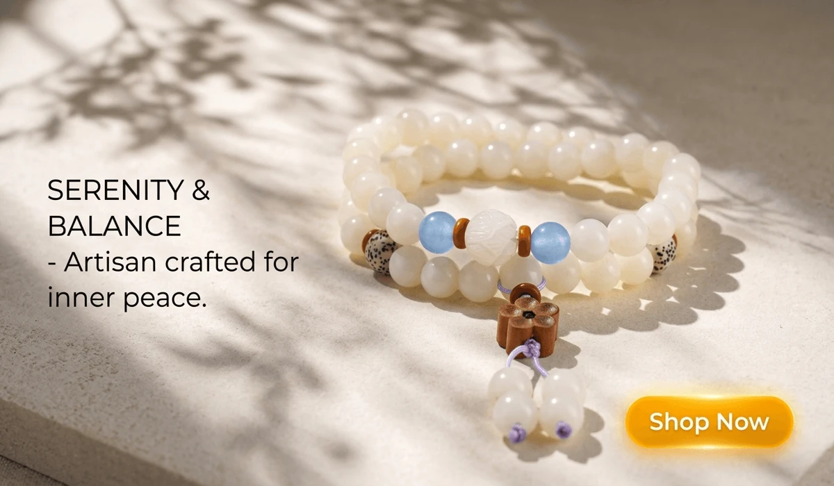 Caring for Your Bodhi Seed Mala: Can You Wear It in the Shower? 4 - Buddha Bodhis Handcrafted White Bodhi Seed Double-Wrap Bracelet with Blue Chalcedony Amulet - Zen Inspired Spiritual Jewelry