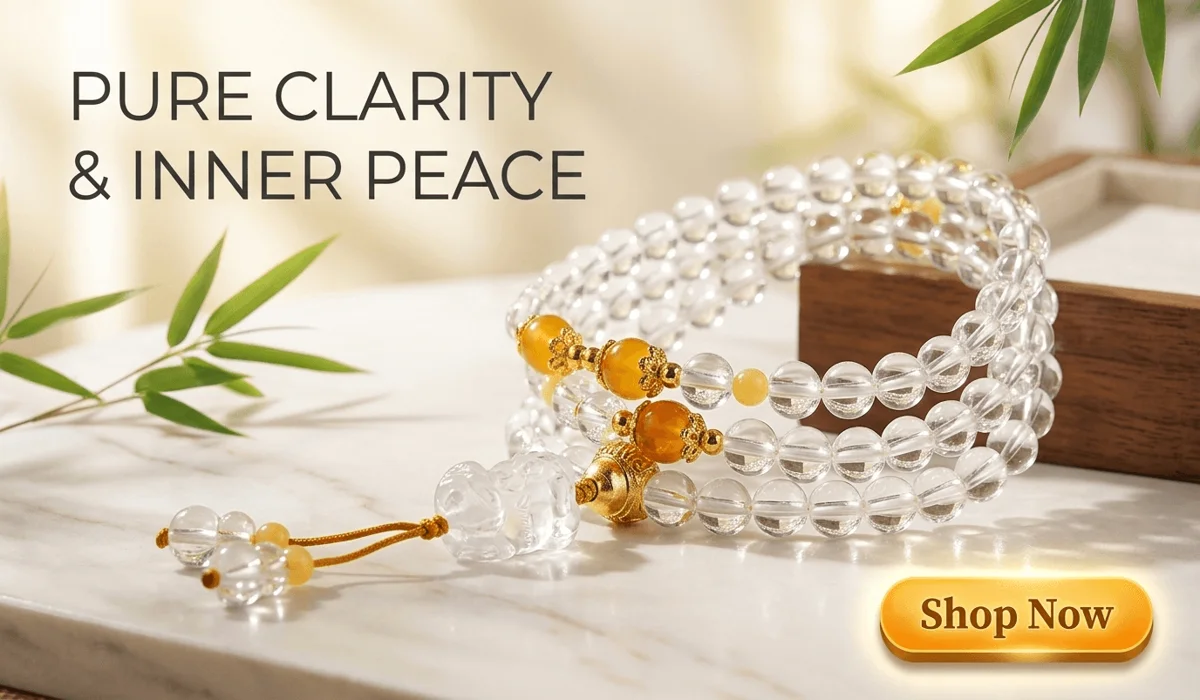 How to Identify Real Baltic Amber: A Guide to Spotting Plastic Imitations 4 - Buddha Bodhis Handcrafted 108 White Crystal Mala Bracelet with Amber Accents - Premium Spiritual Jewelry for Meditation and Mindfulness
