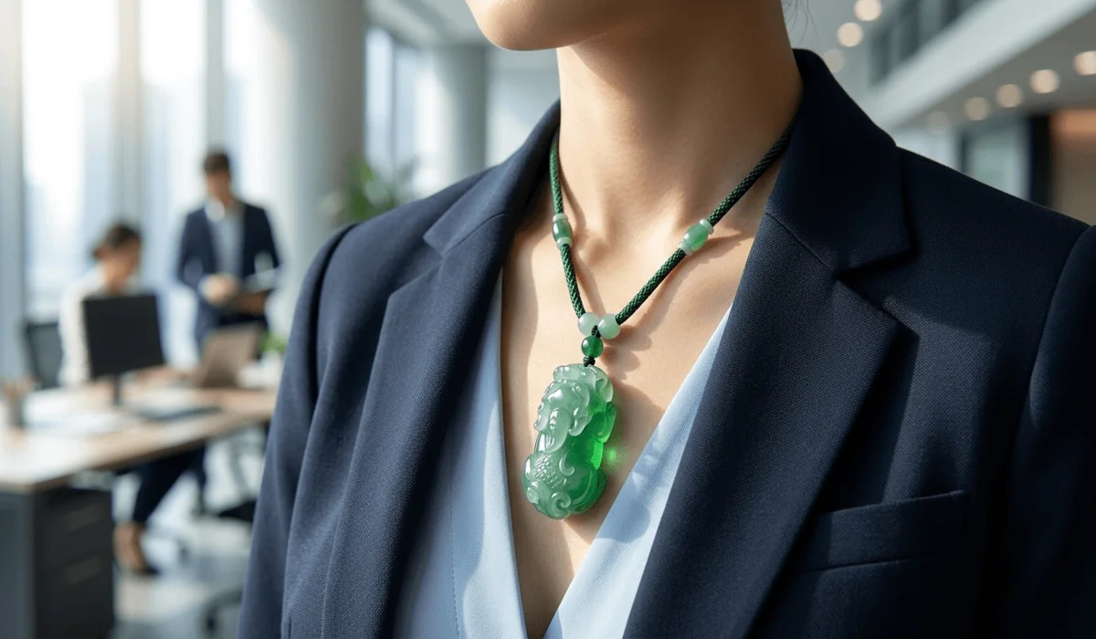 How to Wear a Pixiu Pendant: Essential Feng Shui Rules for Wealth and Protection 2 - Buddha Bodhis Correct positioning of a Pixiu pendant with the head facing outward to attract prosperity.