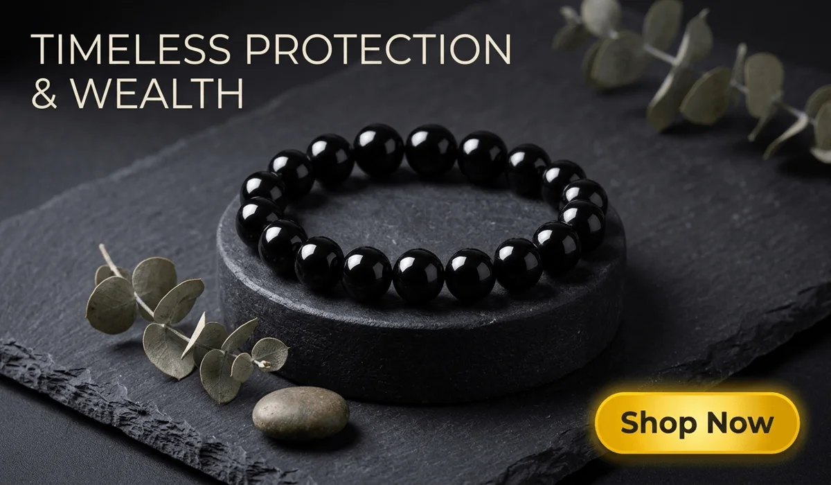 The Spiritual Meaning of a Broken Bracelet: Is It a Bad Omen or a Hidden Message? 2 - Buddha Bodhis Natural Black Obsidian Bracelet for protection and wealth, premium glossy bead jewelry featured in a high-end blog layout with a Shop Now button.