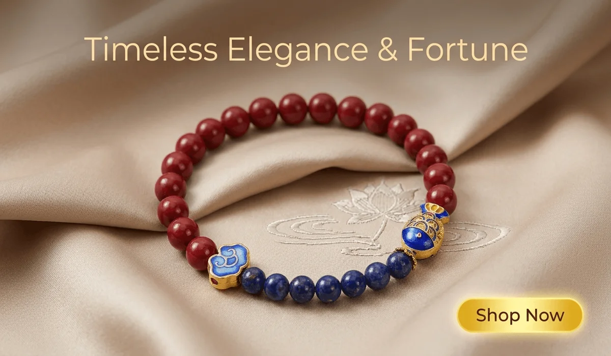 The Meaning of 9 Koi Fish in Feng Shui: Symbolism and Placement for Prosperity 3 - Buddha Bodhis Red Cinnabar and Lapis Lazuli Koi Fish Success Bracelet