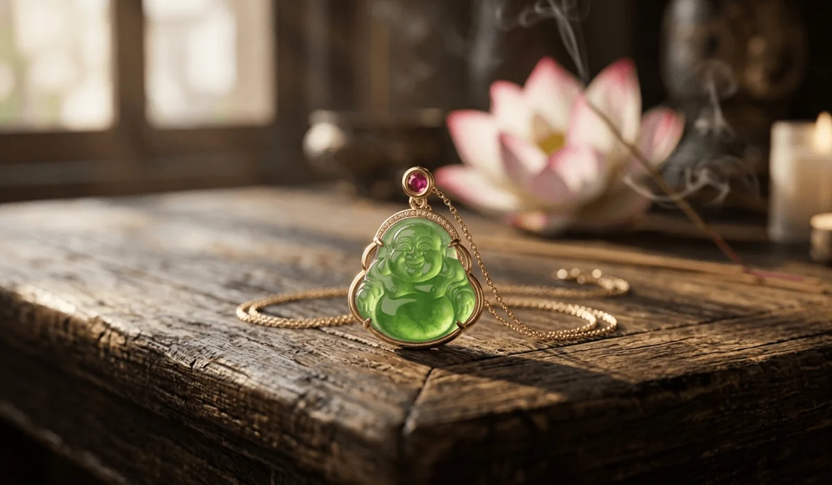 Is it Disrespectful to Wear Buddha Jewelry? A Guide to Cultural Etiquette and Meaning - Buddha Bodhis A detailed jade Buddha pendant representing cultural significance and traditional materials used in spiritual jewelry.