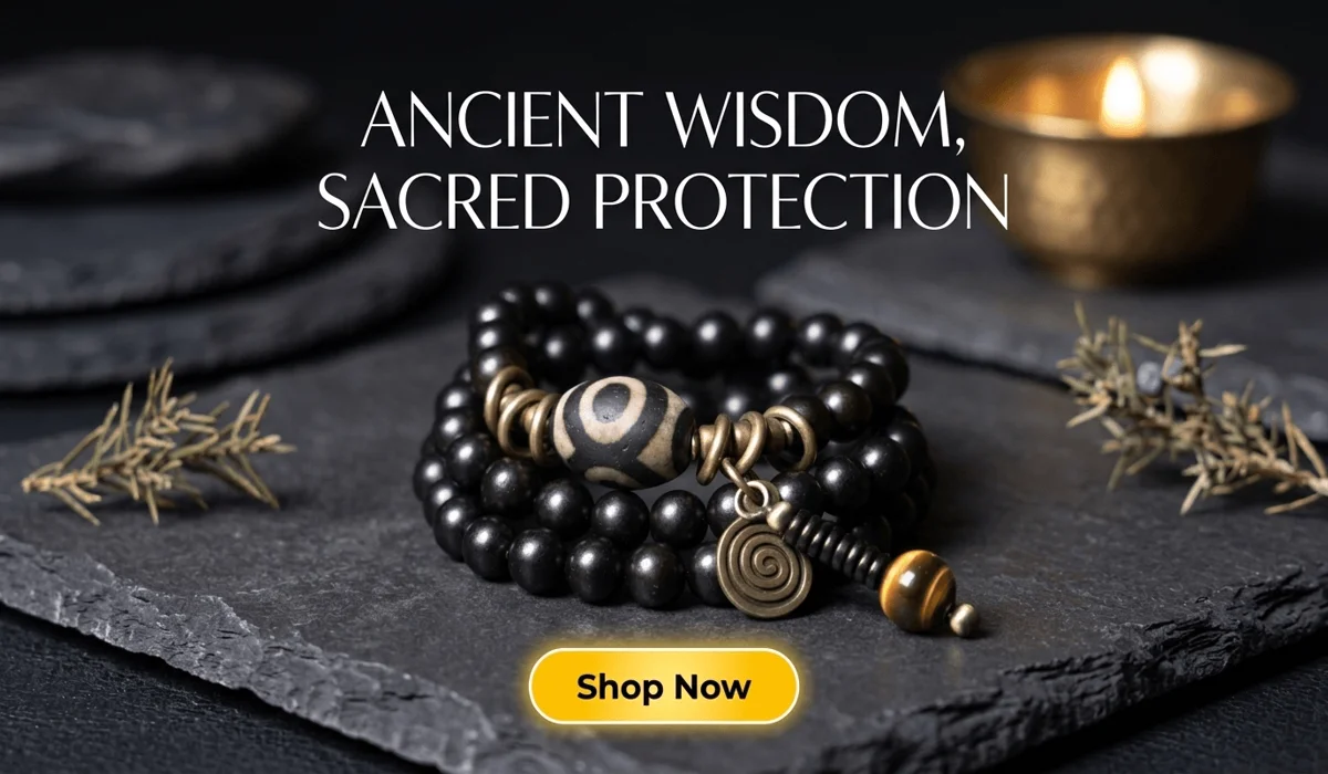The Meaning and Spiritual Significance of the 3-Eye Dzi Bead 2 - Buddha Bodhis Authentic Three-Eyed Dzi Bead Bracelet - Tibetan Protection Mala for Spiritual Balance and Meditation
