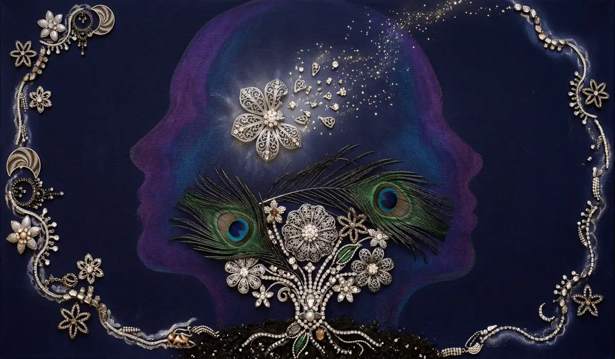 The Spiritual Meaning of a Broken Brooch: Understanding the Symbolic Message 1 - Buddha Bodhis Conceptual art showing a brooch breaking into light sparks, representing the Broken Jewelry Theory and the release of karmic ties in relationships.