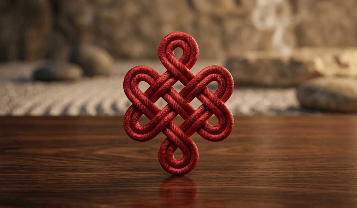 Step-by-Step Guide: How to Tie a Simple Feng Shui Mystic Knot - Buddha Bodhis A perfectly symmetrical red silk Feng Shui Mystic Knot representing infinite prosperity and harmony.