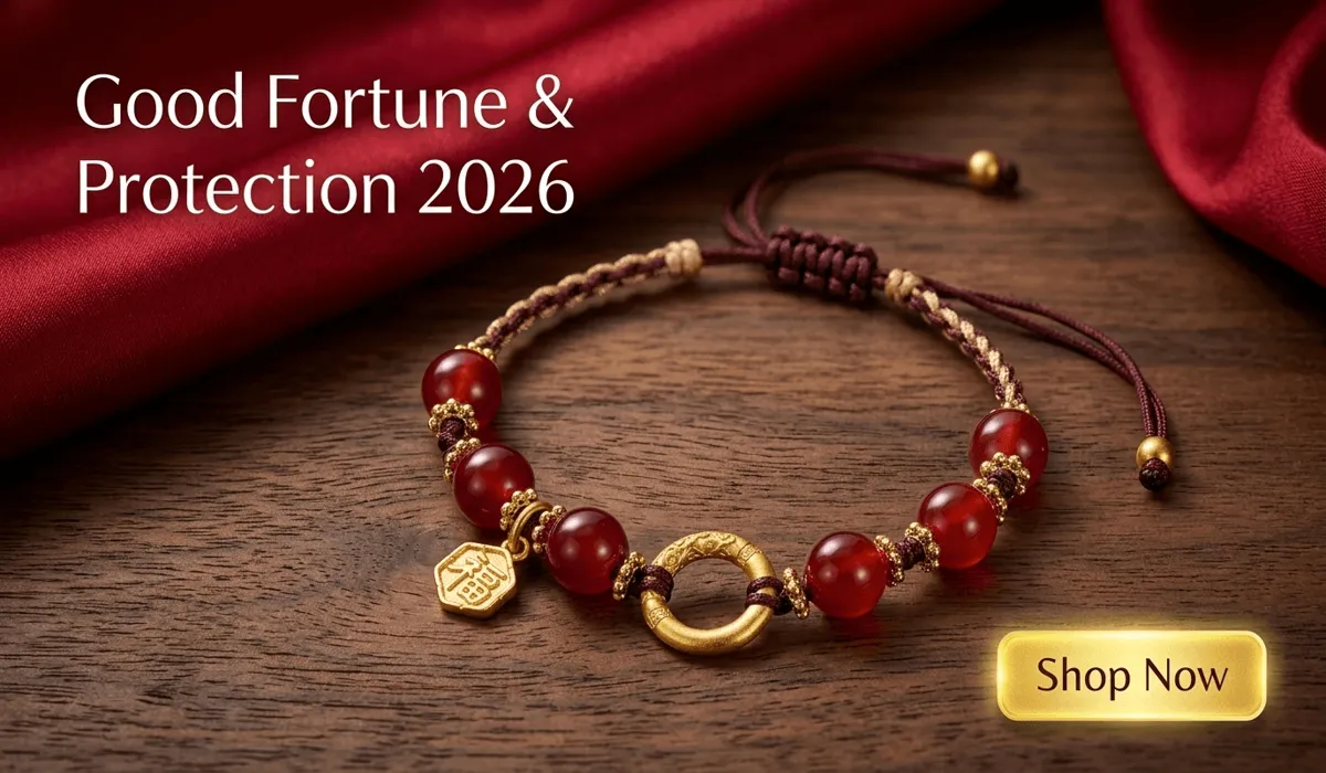 Red String Bracelets for Babies: Understanding the Tradition and Safety Guidelines 3 - Buddha Bodhis Handcrafted Red Agate Red String Bracelet with Gold Fu Fortune Charm for 2026 Protection